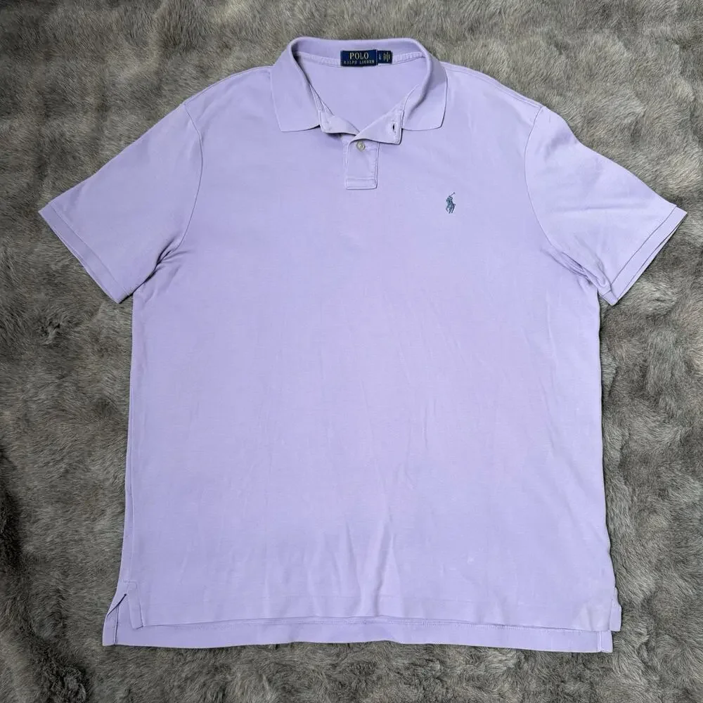 Polo Ralph Lauren Lavander Polo Short Sleeve Shirt Large Blue Pony